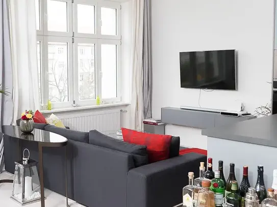 Fully Furnished, designer lighting and furnishings, one bedroom with a large living and kitchen area (Prenzlauer Berg),…