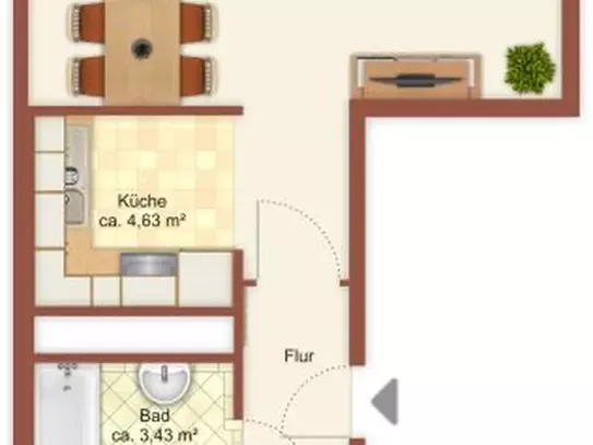 2-Raum-Wohnung in Chemnitz Kappel