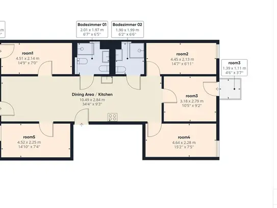 Fully furnished private room in a 5 people shared mixed apartment-Nearby HTW University