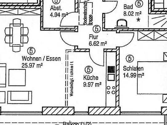 Schöne zwei Zimmerwohnung im Obergeschoss