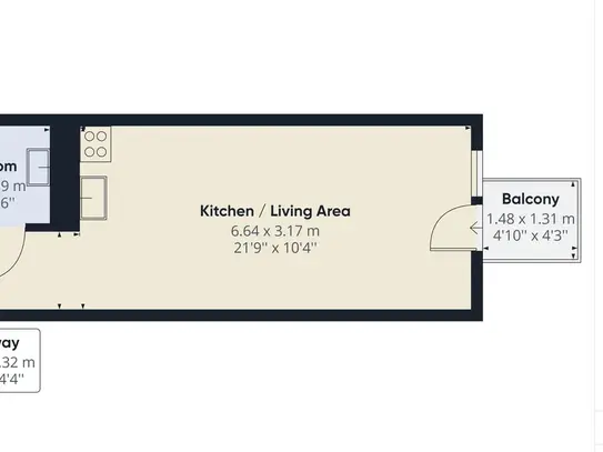 Unfurnished studio with a fitted kitchen in Lichtenberg