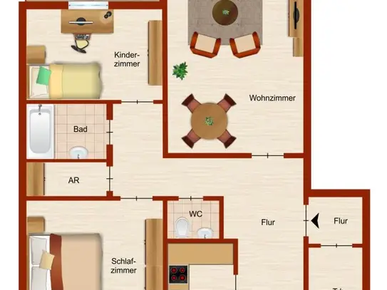 Gemütliche 3-Zimmer-Wohnung in Siegen-Wenscht: Wannenbad im französischen Stil