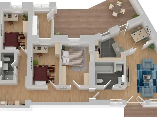 WM/04/Bhf
 -
 4,5-Raum-Wohnung im Erdgeschoss mit 2 Terrassen! ERSTBEZUG