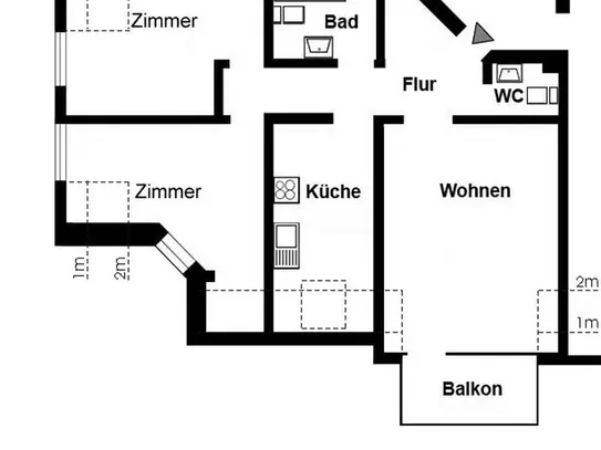 3-Zimmer-Wohnung mit gr. Sonnenbalkon in Duisburg Beeck