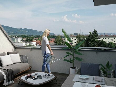 Neubau - Dachgeschoßwohnung in Linz-Urfahr mit eigener Wohnungs-Liftfahrt und Ausblick!