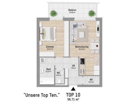 Himmlisch wohnen im Grünen. 2-Zimmer Eigentumswohnung mit Balkon und viel Liebe zum Detail