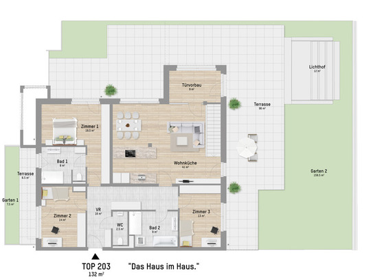 Garten-Hit in U2-Nähe. 132 m² Wohnung mit top Grundriss, Terrasse und 180m² Garten