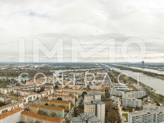 Attraktive Dreizimmer-Wohnung mit großzügiger Freifläche und Ausblick an der Neuen Donau