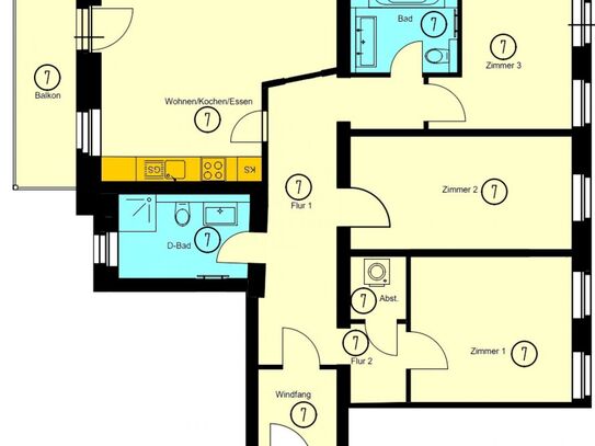 4-Raum Wohnung • Sonnenberg • Chemnitz • Fußbodenheizung • Balkon • modern saniert • mieten	ID: 2371