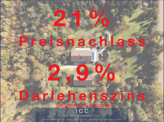 Preisnachlass - 21% - Baudarlehen ab 2,9%
Landsitz (ehemaliges Sacherl) in Alleinlage
Wald und Wiesen - Nähe Osterhofen