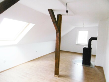 MIT BESONDEREM FLAIR !! FÜR INDIVIDUALISTEN !! EXTRAVAGANTE 3-ZI-DG-WOHNUNG / LOFT-ARTIG MIT HEIZ-KAMIN & GARTEN-NUTZUN…