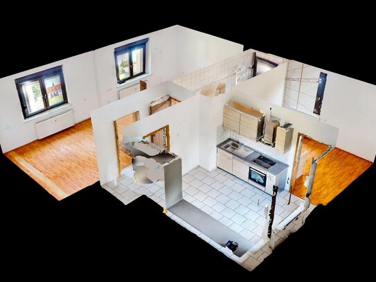 2 Zimmer Wohnung Edemissen 460 qm Garten, Baumbestand, EBK, Kaminofen, Stellplatz, Keller
