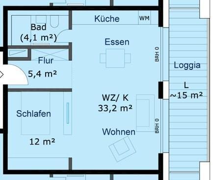 Große, neuwertige 1-Raumwohnung, im 1. OG, 63 qm, mit großer Loggia, in Borkheide zu vermieten