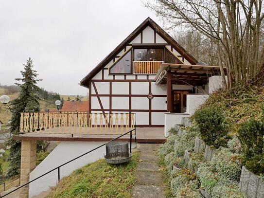 (EF0609_M) Eisenach: Nazza, möbliertes kleines Wohnhaus am Waldrand, ruhig, grün, Terrasse mit Ausblick, Service inkl.