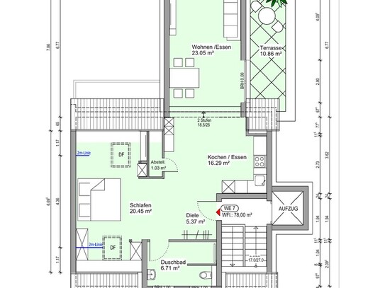 Energieeffizientes (KfW 55) 2,5-Zimmer Penthouse mit Aufzug