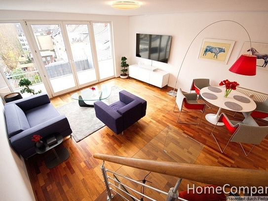 Above the city rooftops! Apartment with all mod cons, including roof balcony and wi-fi, in Düsseldorf’s Oberbilk distri…