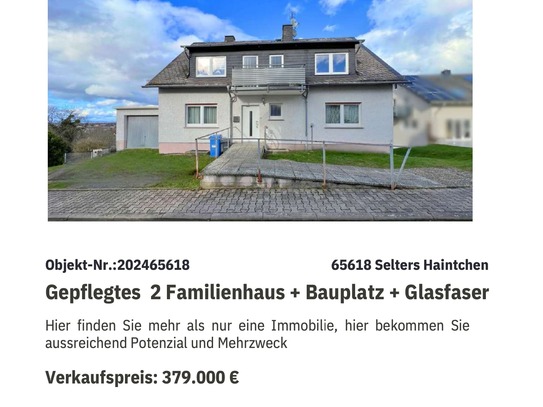 Top Angebot ! 2-Familienhaus mit Ausbaupotenzial im Keller und 1 x Baugrundstück im Paket