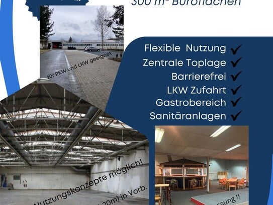 1000qm Gewerbehalle, Gastro Bereich, 300qm Bürokomplex,2000qm Außenanlage inkl PP