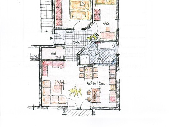 Neuwertige Moderne Helle 3 - 1/2 Zimmer Wohnung mit großen Balkon Sennfeld/Rempertshag