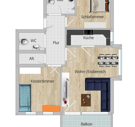 **Ihr neues Wohnglück-3 Zimmer-Etagenwohnung in ruhiger Wohnsiedlung**