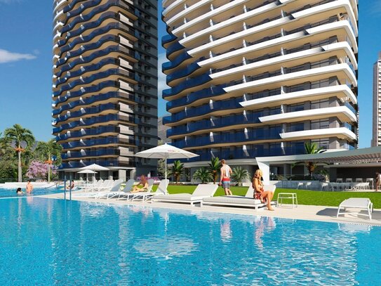 Beeindruckendes Apartment mit Terrasse in Benidorm an der Costa Blanca Nord mit 3 Schlafzimmern und 2 Badezimmern