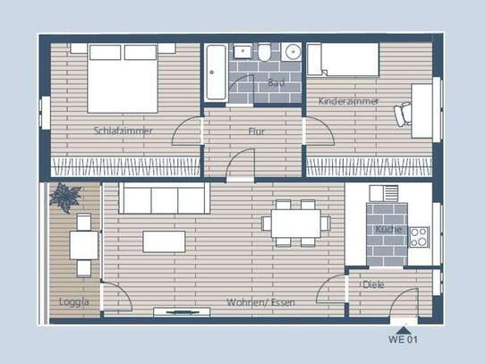 3-Zimmerwohnung mit Loggia in Plagwitz-Lindenau