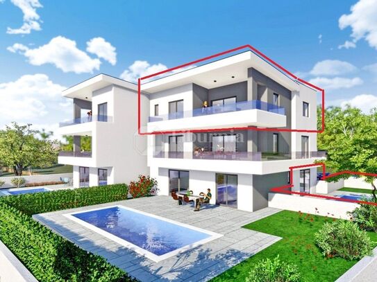 Krk, Malinska. Apartments on 2nd floor + ground floor with garden and pool.