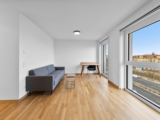 6.01 Neubau: möblierte Wohnung mit Weitblick und Terrasse nach Süden