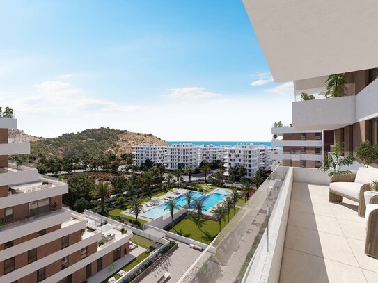 Modernes Apartment mit Terrasse in Villajoyosa an der Costa Blanca Nord mit 2 Schlafzimmern und 2 Bädern