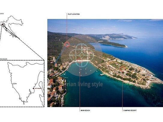 Steinhaus am Meer zum Wiederaufbau und 2 Baugrundstücke mit Projekt! Meerblick / 550 m vom Strand entfernt / ISTRIEN