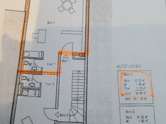 1 Büroraum zu vermieten 56,80 m²