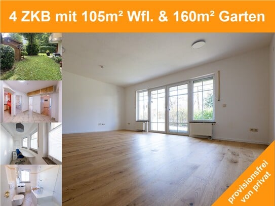 Ideal für Familien: 4-Zimmer-Wohnung mit 160 m² Garten und Solaranlage / Echtholz-Landhausdielen