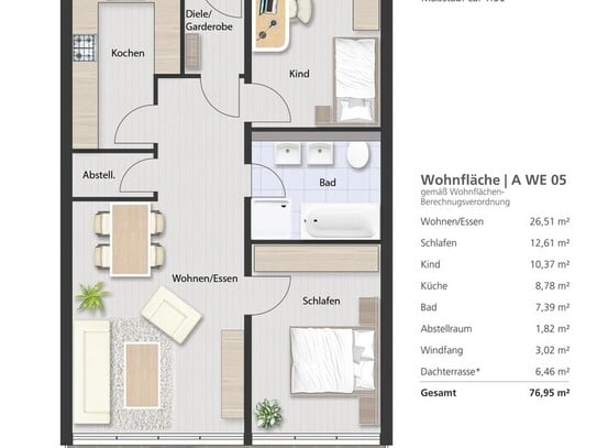 Zukunftssicher und hochwertig: 3-Zimmer-Wohnung in KfW 40-Neubauprojekt Variante 2