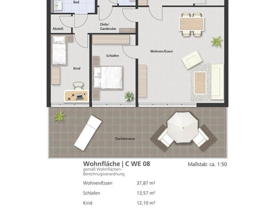 Zukunftssicher und hochwertig: 3-Zimmer-Wohnung in KfW 40-Neubauprojekt Variante 3.3