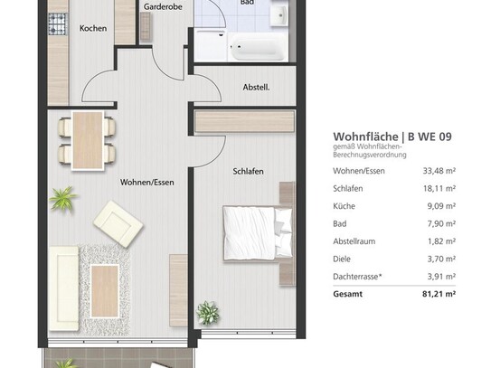 Zukunftssicher und hochwertig: 2-Zimmer-Wohnung in KfW 40-Neubauprojekt Variante 5.1