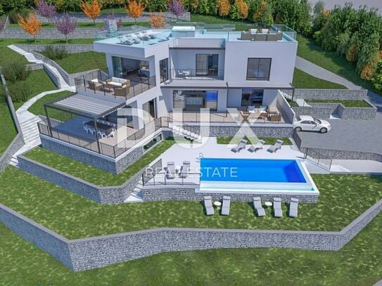 OPATIJA, POLJANE - Grundstück 4400m2 mit Baugenehmigung für Villa mit Pool und Meerblick