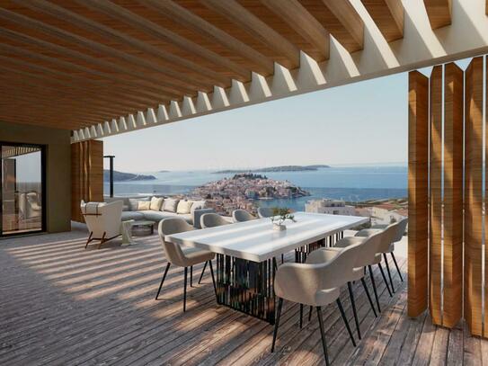 Primošten, luxuriöses Penthouse mit wunderschönem Panoramablick auf das Meer