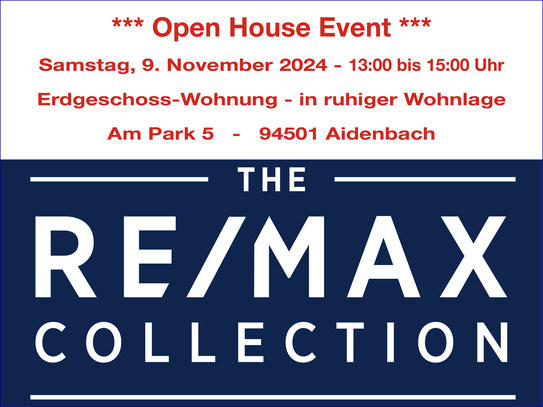 *** Open House Event ***
Samstag, den 09.11.2024 von 13:00 bis 15:00 Uhr!
Charmante Erdgeschoss-Wohnung