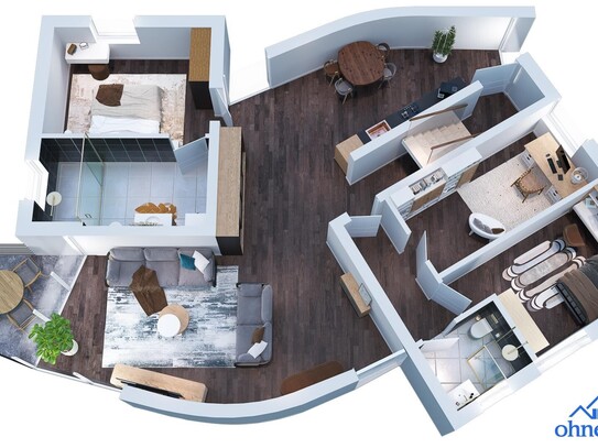 Lichtdurchflutete 4-Zimmer Wohnung mit riesiger Dachterrasse u. unverbaubarem 360 ° Dreiländer-Blick