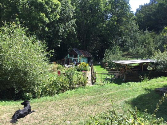 Freizeitgrundstück Wochenend- Erholung- Traumgrundstück Autark Brunnen Bach Strom Obst Wald Wiese