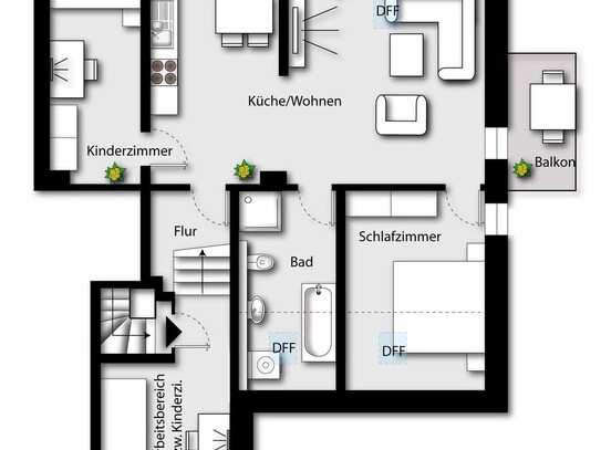 Attraktive 3,5-Zimmer-Wohnung mit Balkon in Rabenau