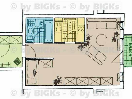 BIGKs: Albrechts:1 1/2 Zimmer-Wohnung mit Einbauküche,Balkon (-;)