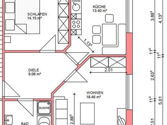 Hochwertige 2 Zimmer Wohnung im Stadtteil Cham/Janahof