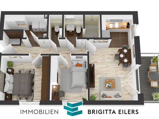 NEUBAU: Moderne 3-Zimmer-Wohnung mit Gäste-WC, Duschbad & Süd-Balkon