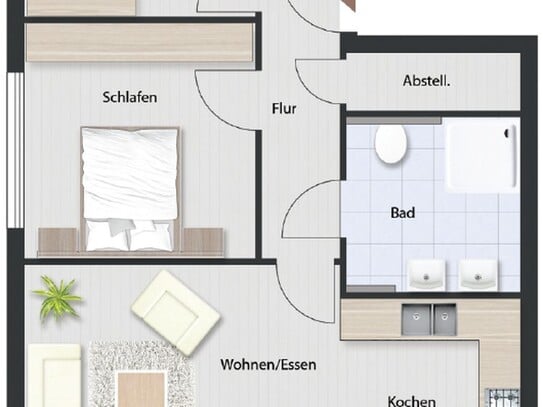 3-Zimmer-Neubauwohnung im KfW-40-Standard in idyllischer Lage Typ 1