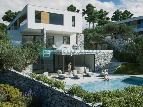 VODICE, neues Projekt, drei schöne Villen mit Pools, Wellness, Panoramablick, 390,09m2