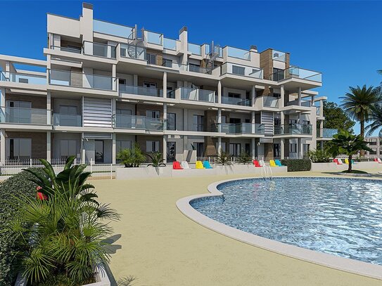 Appartements mit 3 Schlafzimmern, 2 Bädern und Gemeinschaftspool nur 200 m vom Strand