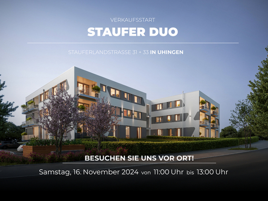 Neubauprojekt in Uhingen, tolle Lage! 3 Zi.-Wohnung mit 2 Terrassen und Gartenanteil, Aufzug, TG