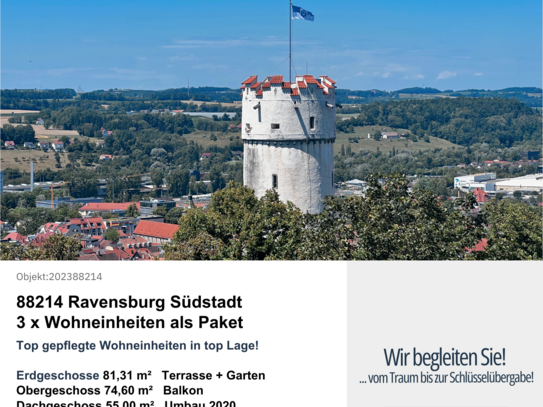 Ravensburg Südstadt 3 x Wohnungen als Paket, Preis auf Anfrage