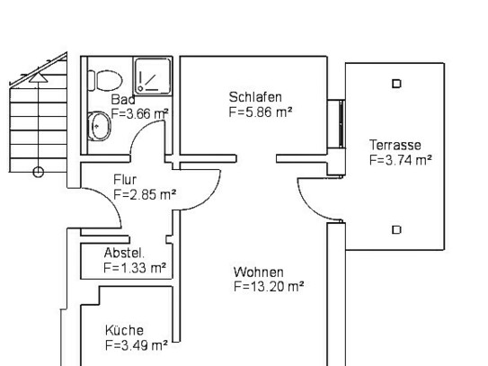 Sonnige 2-Zimmerwohnung 34 m²/Terasse+EBK in Bad Griesbach